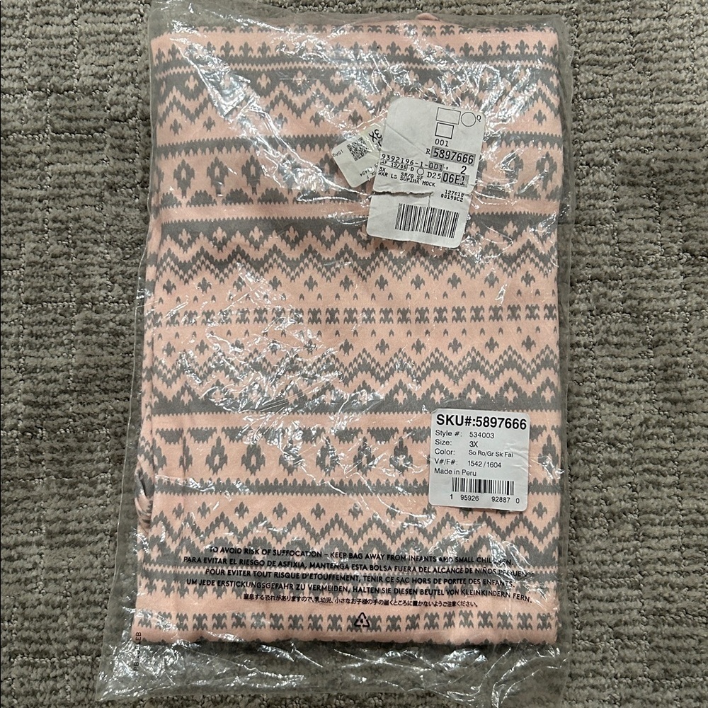 Lands' End Regular Supima Long-Sleeve Mock-Neck Top Pink 3X - Picture 3 of 4